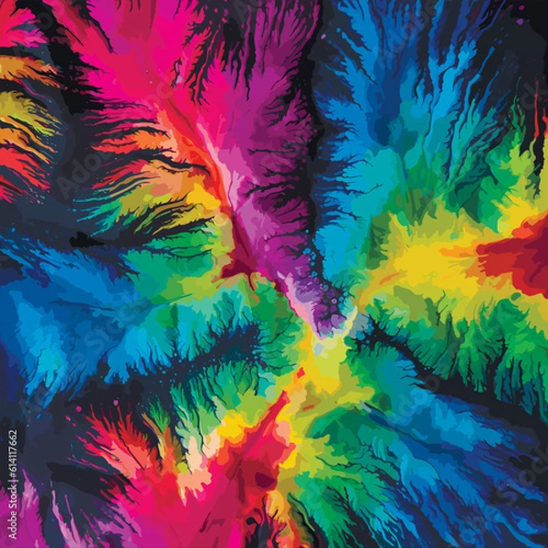 Fototapeta Seamless abstract colorful hippie background. Color picture for summer. Minimalistic geometric design. Seamless pattern design for banner, poster, card, t-shirt transferable. Watercolor paint abstract