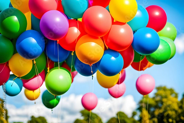 Obraz colorful balloons background  created using AI Generative Technology