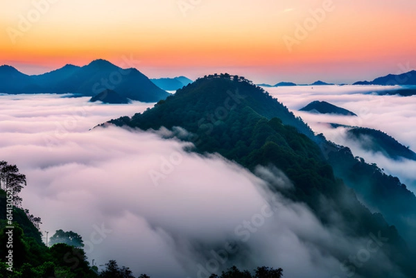 Fototapeta sunrise in the mountains  created using AI Generative Technology