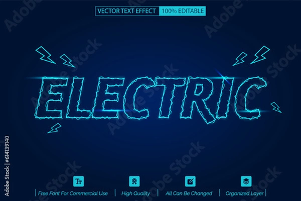Obraz electric vector text effect, electric shock text style