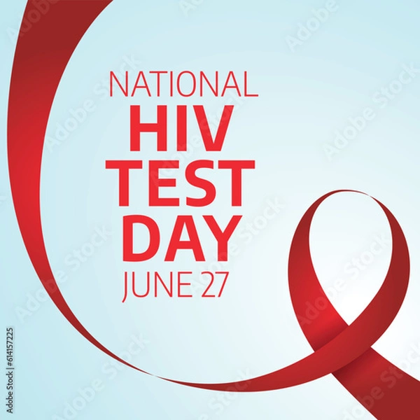 Fototapeta national hiv testing day design template for celebration. hiv testing day. red ribbon for hiv design. ribbon vector design.