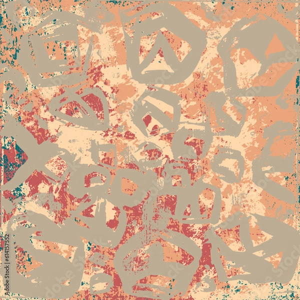 Fototapeta Grunge background red, brown, green. Abstract scratched texture. Vector graffiti