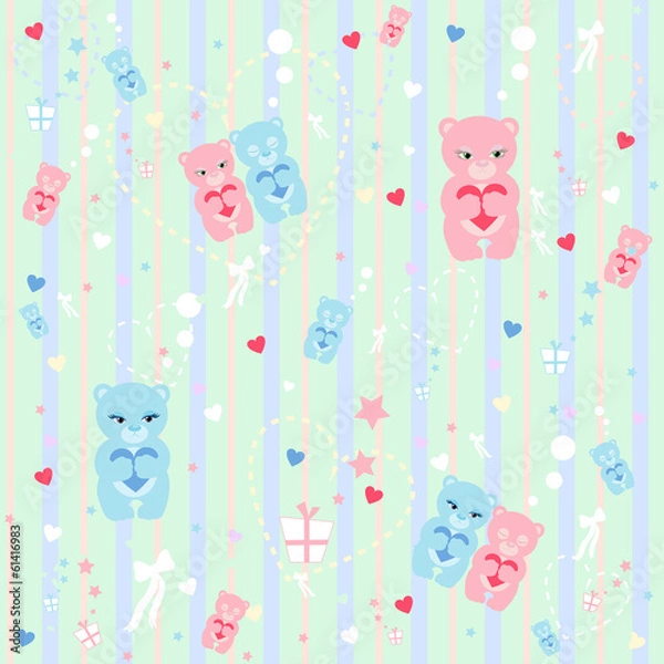 Obraz Seamless pattern with cute cubs.Vector illustration.