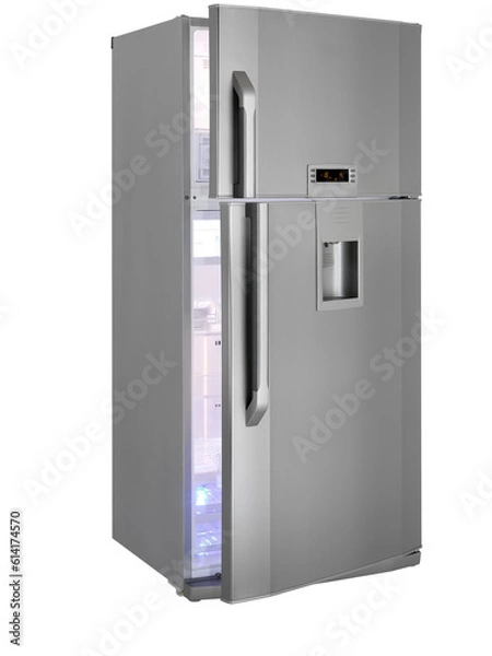 Obraz refrigerator isolated on white, open door