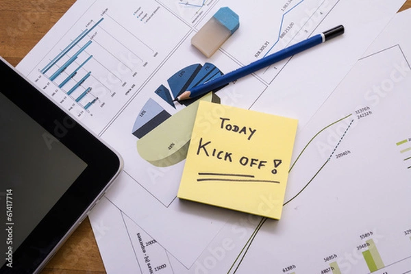 Obraz Schreibtisch mit Tablet und Unterlagen