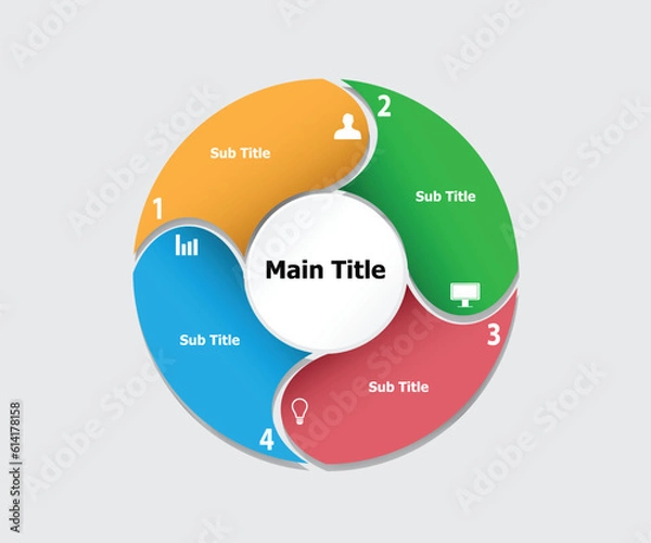 Fototapeta Modern infographic template design vector for web design, UI apps, business presentation, workflow layout, diagram, annual report.