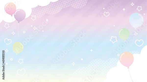 Fototapeta キャンディカラーの風船と空の背景素材