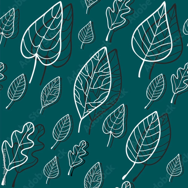 Fototapeta Seamless stylized leaf pattern. Vector illustration