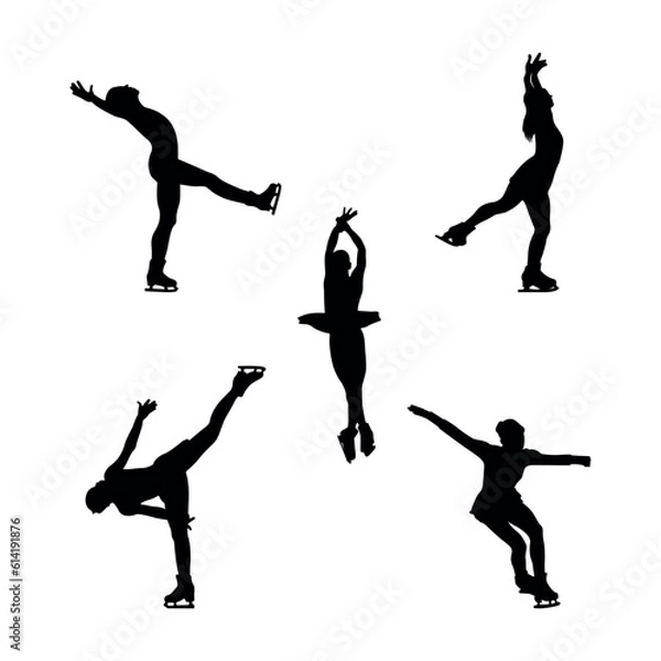 Obraz Ice Skating Silhouette on white background