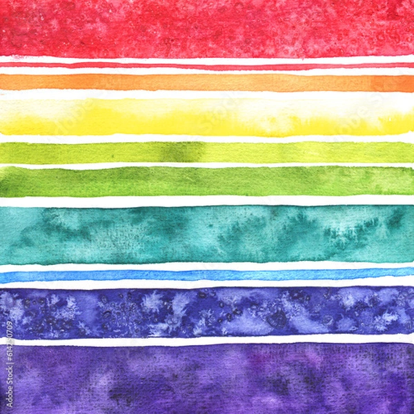 Fototapeta Watercolor rainbow colorful strips pattern background