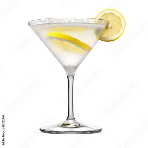 Fototapeta Lemon Drop Martini cocktail isolated on transparent background. Generative AI