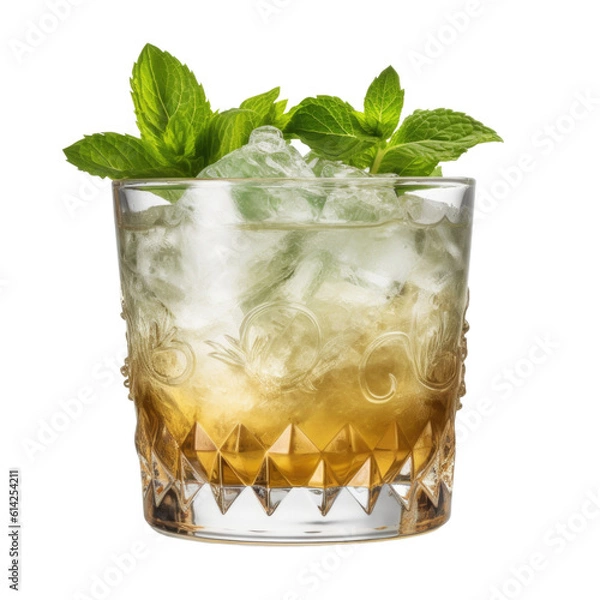 Fototapeta Mint Julep cocktail isolated on transparent background. Generative AI