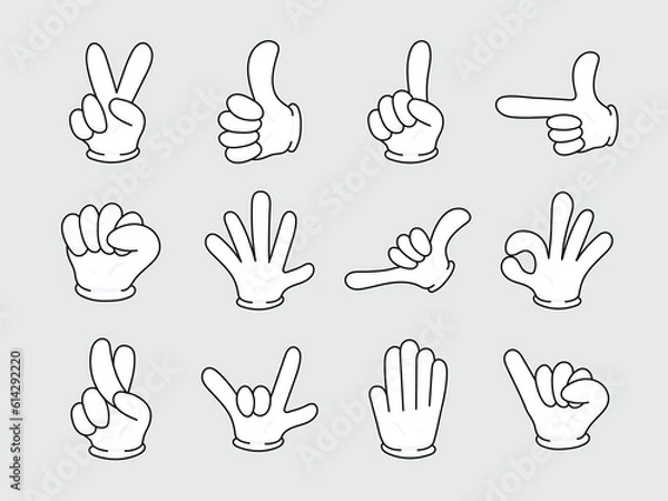 Fototapeta illustration set of a hand symbol using gloves in cartoon style