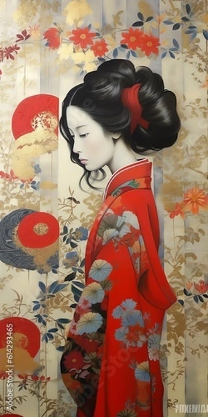 Obraz wallpaper pattern, japanese art background illustration