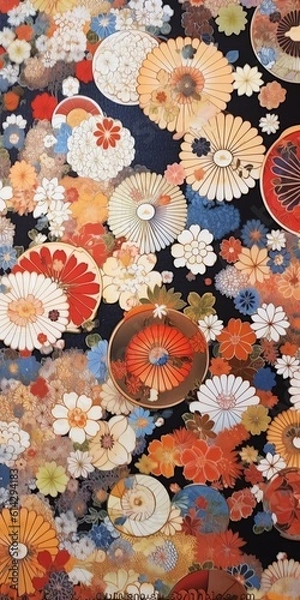 Obraz Japanese Artistry Engaging Background Patterns and Illustrations
