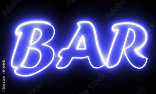 Fototapeta bar neon sign, 3d rendering, advertising, alphabet, banner, bar neon, bar text, billboard, black, brick, concept, decoration, design, drawn, electric, electric text, electricity, element, emblem, even