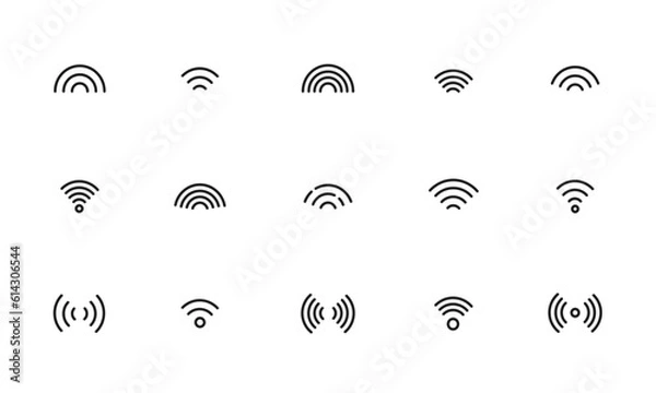 Obraz 無線のアイコンセット/ワイファイ/回線/通信/イラスト/ベクター