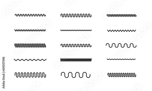Obraz 波とギザギザ状の下線のセット/ラインフレーム/要素/あしらい/イラスト/ベクター