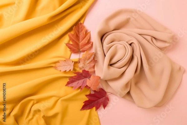 Obraz 컬러풀한 가을 패션 컨셉 파스텔 배경. 인공지능 생성