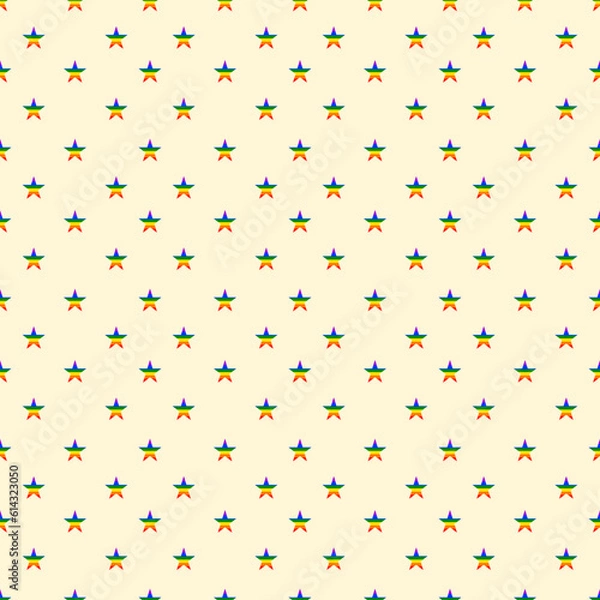 Fototapeta Seamless pattern of rainbow stars on light yelow background