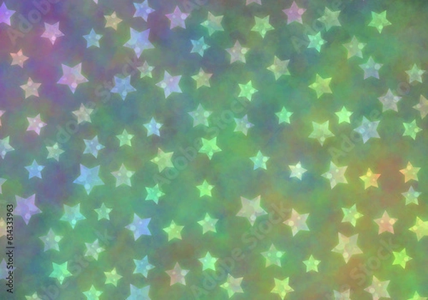 Obraz 星柄の背景。緑系パステルカラー