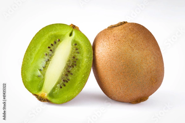 Obraz isolated whole and half kiwi fruit