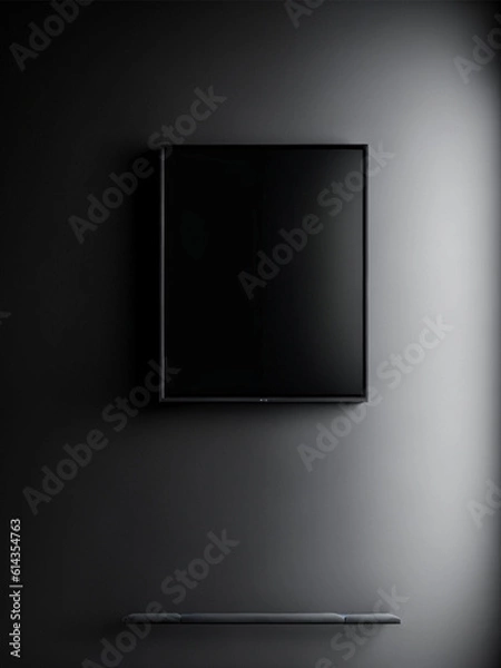Fototapeta Minimal living room interior design with empty frame. Created with  AI technology.