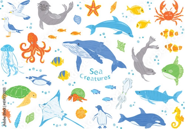 Obraz 海の生き物　イラストセット