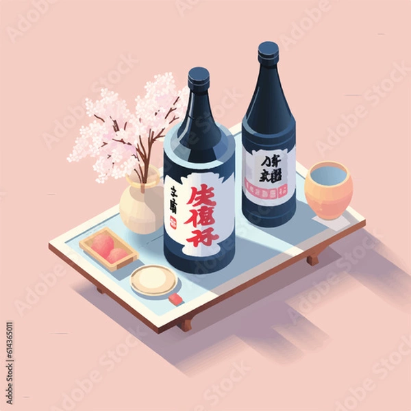 Fototapeta Japanese Sakei in flat vector and isometric style