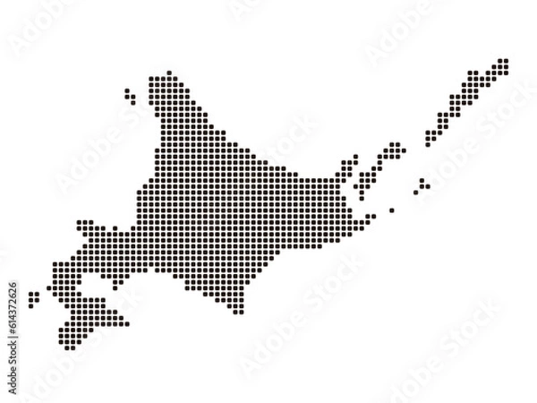Fototapeta モザイク風タイル状ドット北海道地図