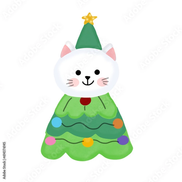 Fototapeta cat with christmas tree