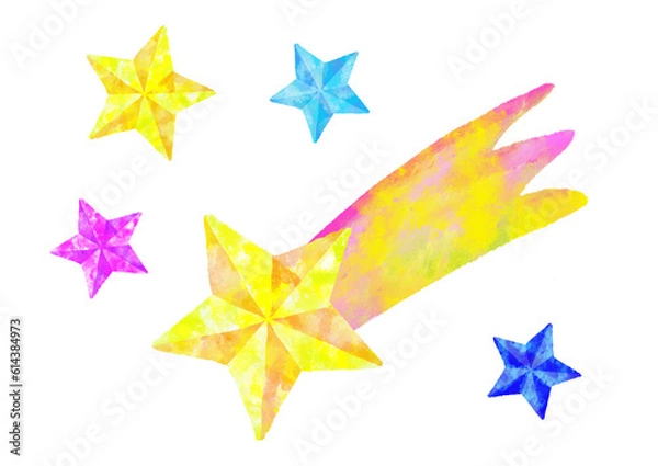 Obraz 星　流れ星　水彩　手描き