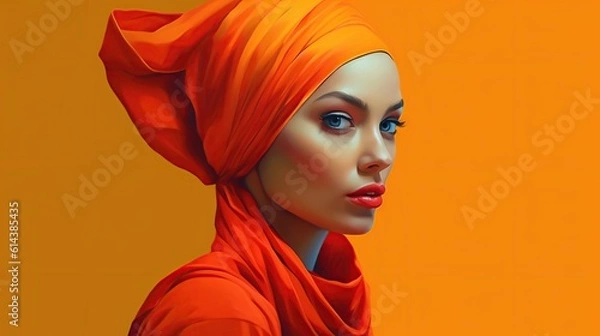 Fototapeta An illustration of a fashion portrait  combined with abstract art., AI Generated