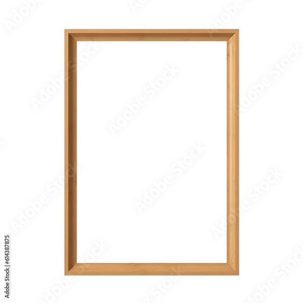 Fototapeta Modern wooden picture frame mockup isolated on transparent background, Portrait vertical minimal style artwork template for photo, image, picture, wall art, text, quote. generative ai