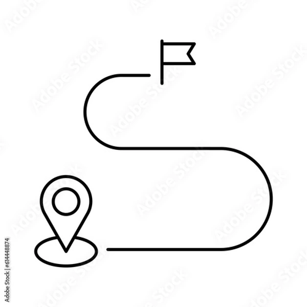 Obraz Path travel and tourism icon with black outline style. life, presentation, walking, solution, timeline, idea, choose. Vector Illustration