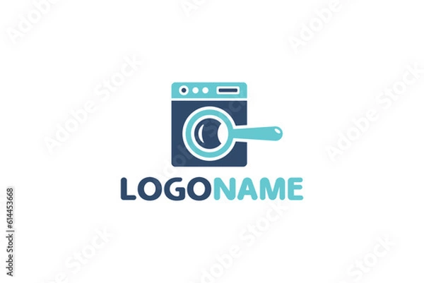 Obraz Creative logo design depicting a washer with a spyglass inside , designated to the cleaning industry.