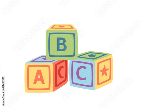 Obraz Baby abc blocks toy plastic cubes vector illustration isolated on white background