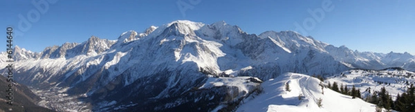 Obraz Panoramiczny masyw Mont Blanc widziany z Prarionu