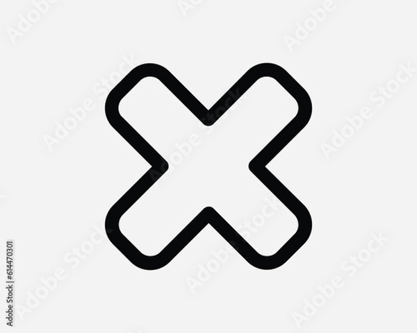 Fototapeta Cross Icon. X Mark Error Problem Negative Reject Wrong Cancel Delete Remove. Black White Sign Symbol Illustration Artwork Graphic Clipart EPS Vector