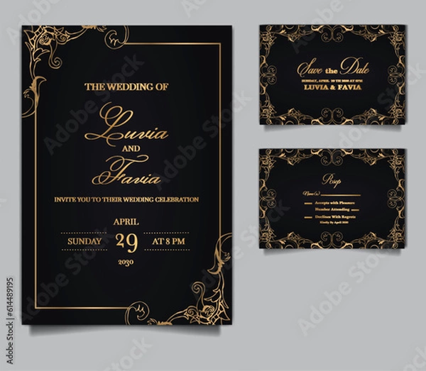 Obraz luxury wedding invitation card design set
