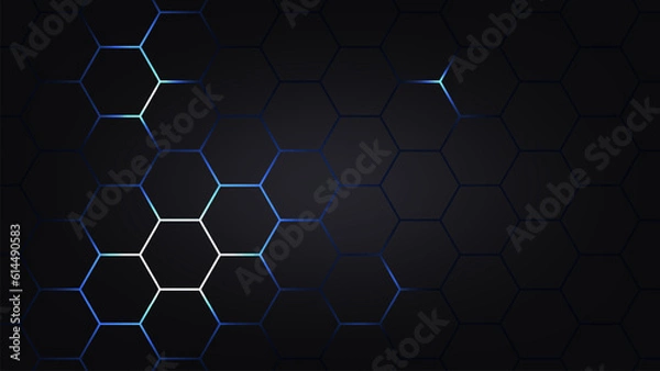 Fototapeta Hexagonal abstract technology background. electric glow hexagonal background. vector illustration.