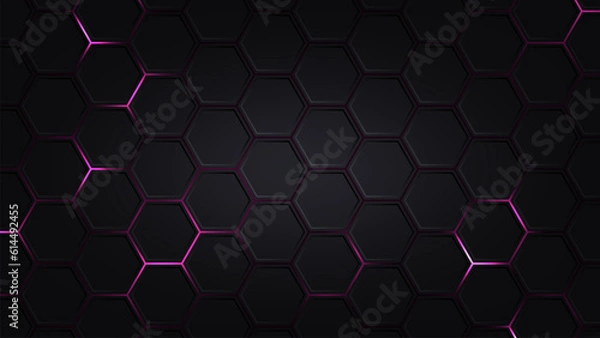Fototapeta Hexagonal abstract technology background. electric glow hexagonal background. vector illustration.