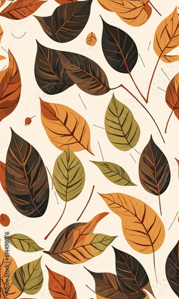 Fototapeta Minimalist leaves pattern created with generative AI