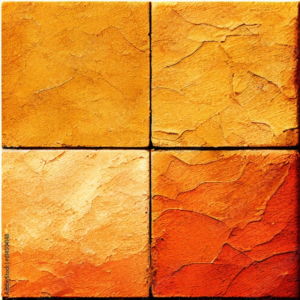 Fototapeta Orange and red stone tile floor or wall pattern for kitchen or bathroom