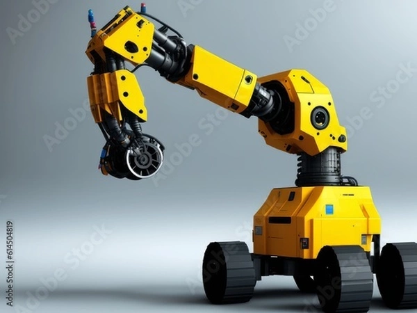 Fototapeta A picture of an industrial robot, created with generative ai, ki 
