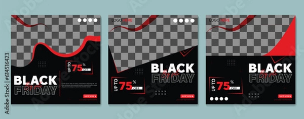 Fototapeta Black Friday social media post template for facebook post, instagram banner, ads, stories 