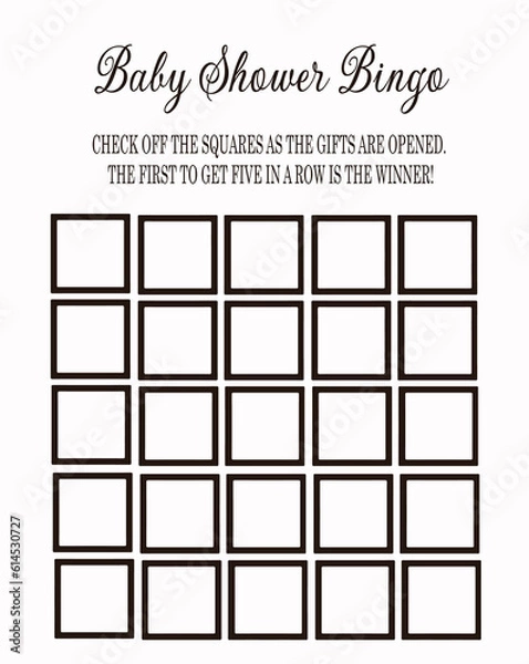 Obraz Baby Shower Simple Black and White Bingo Game