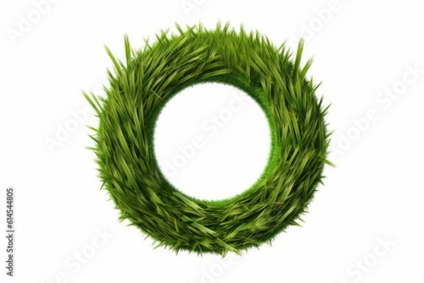 Fototapeta A letter o with grass on a white background, eco text effect, isolated letter with grass effect high quality