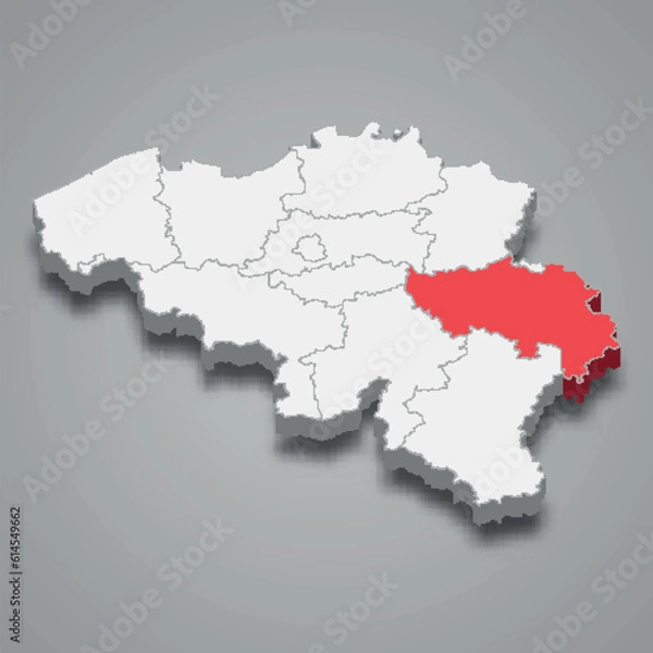 Fototapeta Liege state location within Belgium 3d map