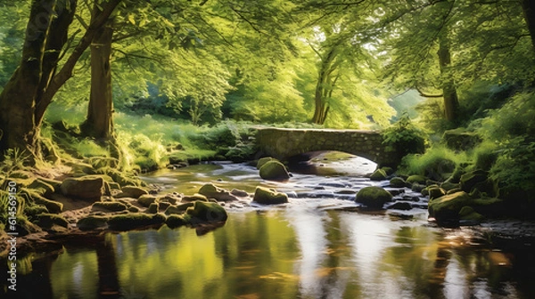 Fototapeta a river with trees around it